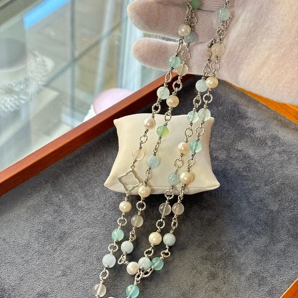 David Yurman Multi-Stone Venetian Quatrefoil Necklace 40" - Picture 10 of 10